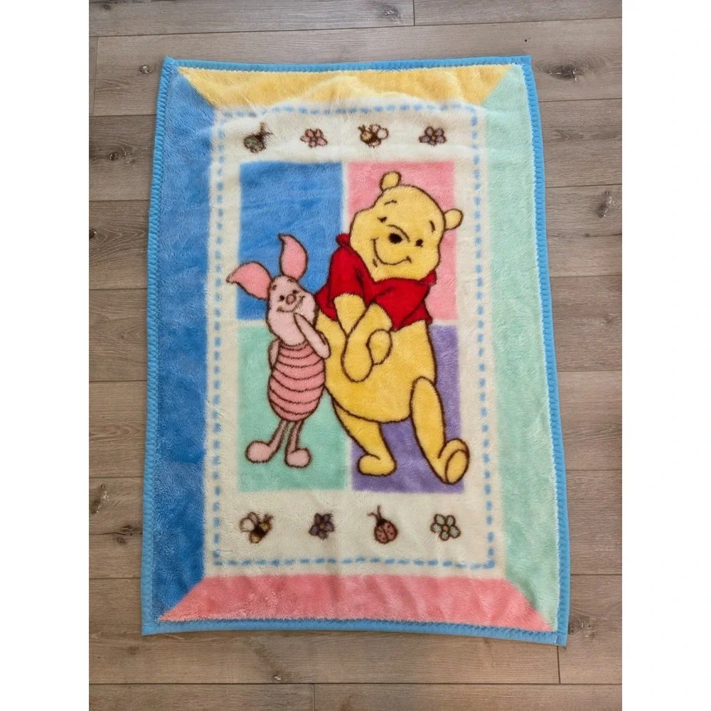 Vintage Crown Crafts Winnie the Pooh Piglet Colorblock Baby Crib Blanket 30x45